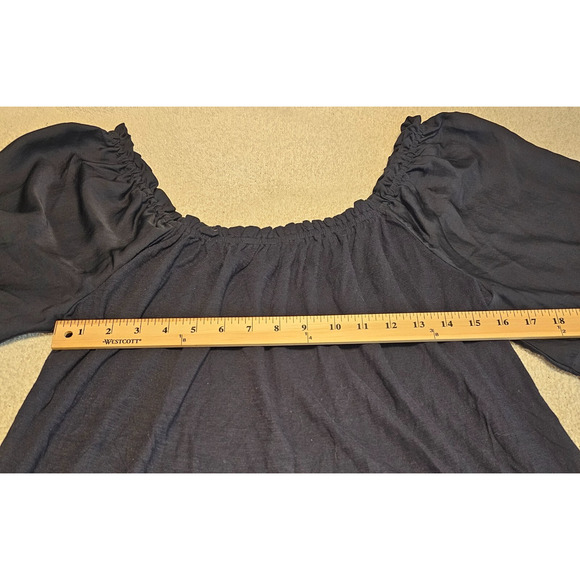 Anthropologie Black Boho Peasant Top M Bell Sleeve Cotton Modal Blouse - Picture 9 of 11